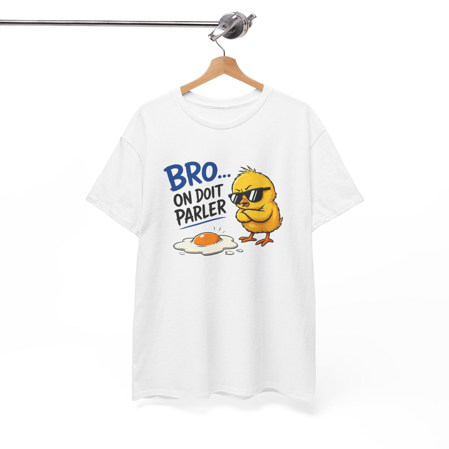 T-Shirt Humour Bro On Doit Parler – Jeu de Mots Œuf Poussin – Tee Shirt Drôle Homme Femme