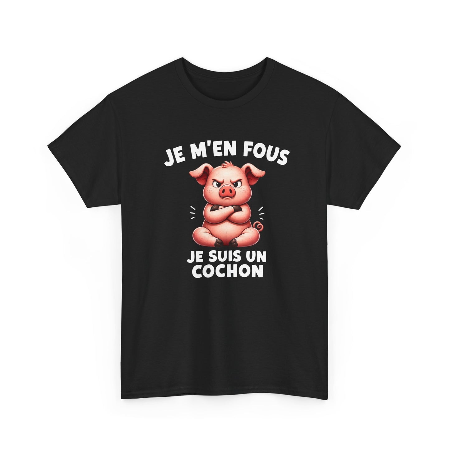 Tee Shirt Je M’En Fous Je Suis Un Cochon – T-Shirt Humour Cochon Grincheux – Cadeau Homme Femme Animal Mignon et Sarcastique