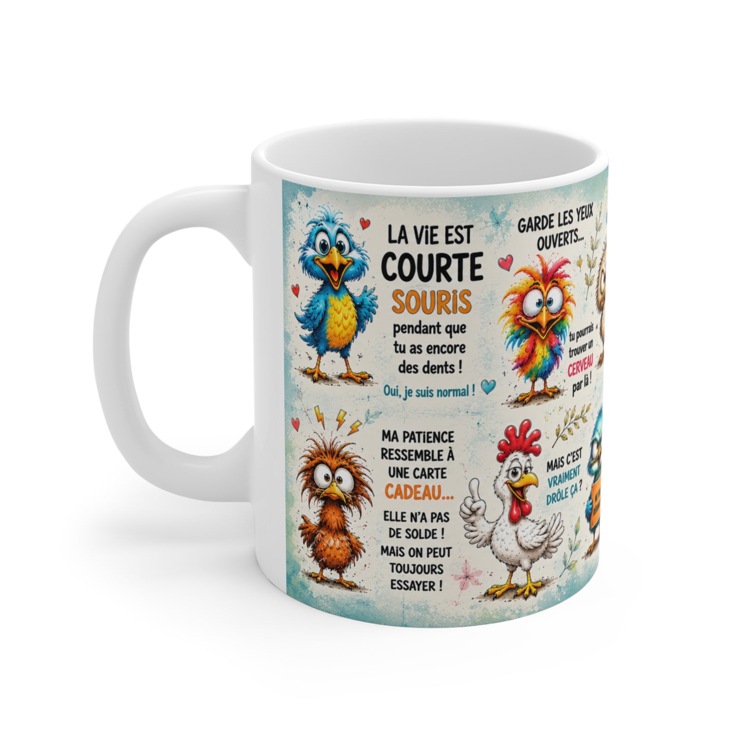 Tasse Humour Oiseaux Cartoon – Mug Citations Drôles et Sarcastiques – Cadeau Humour Homme Femme 325ml