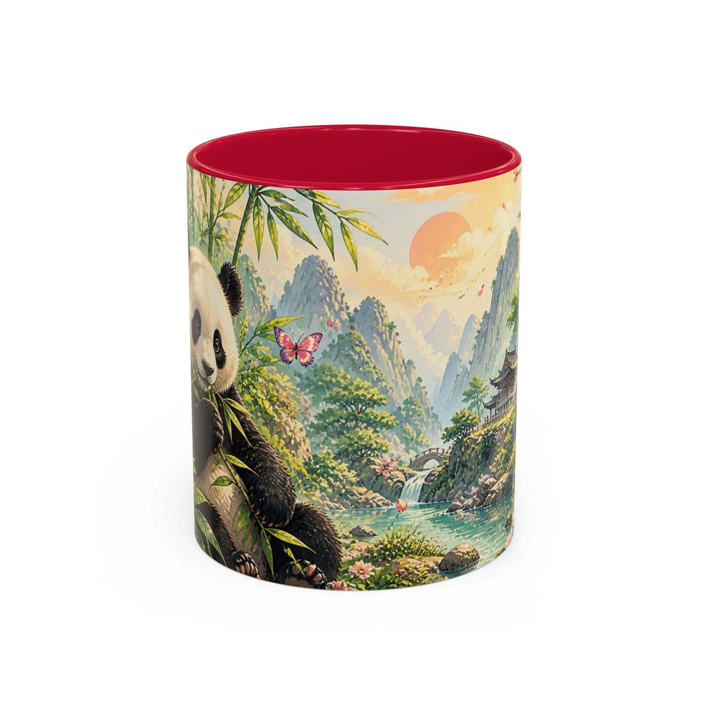 Tasse Panda Bambou – Mug Nature Asiatique avec Fleurs et Paysage Japonais Zen – Cadeau Animal Mignon 325ml