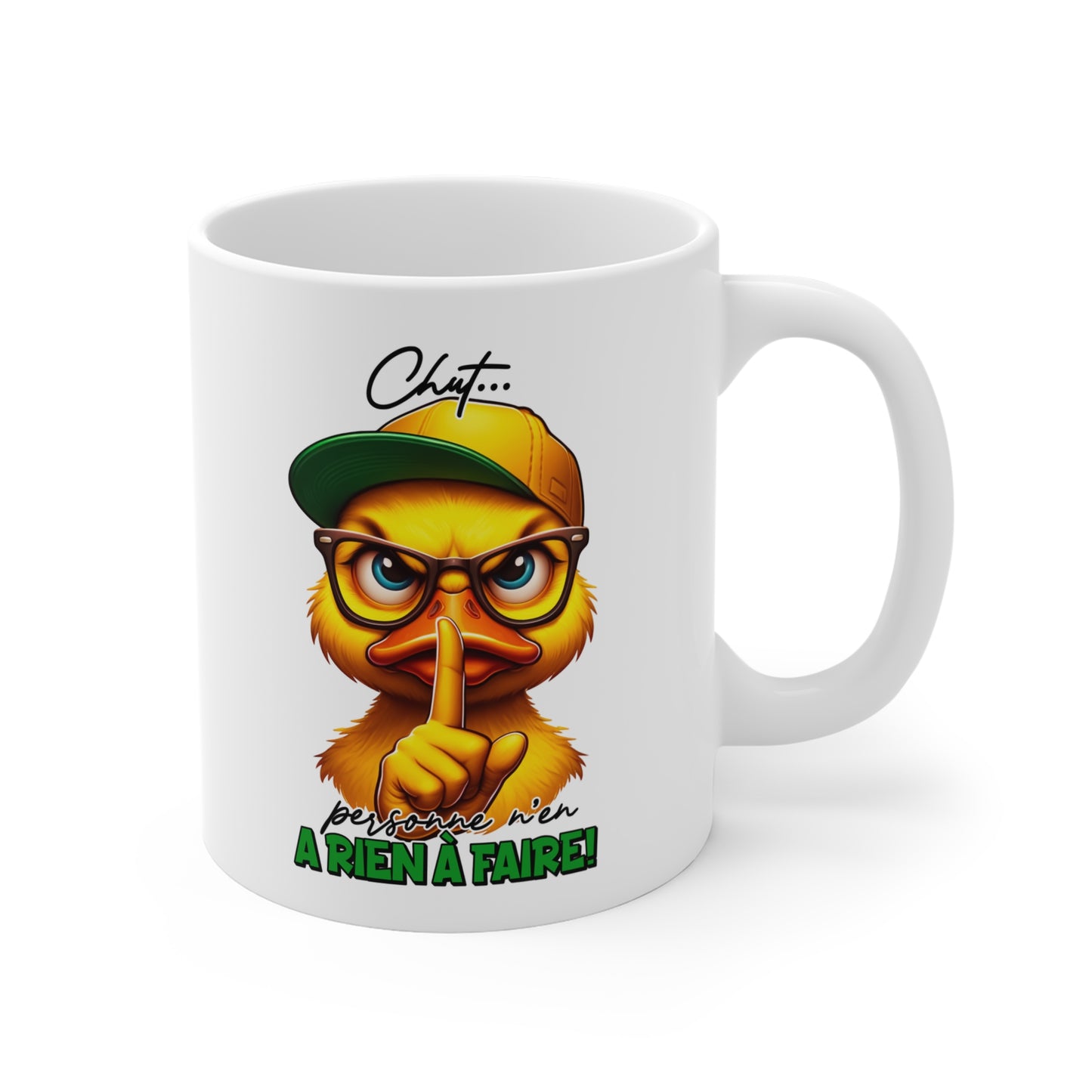 Tasse Chut Personne N’a Rien À Faire – Mug Canard Humour Drôle – Cadeau Homme Femme 325ml