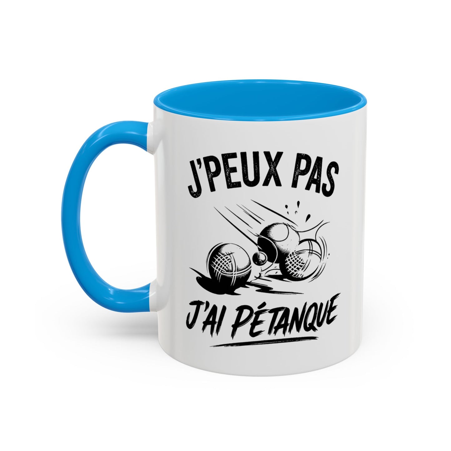 Mug Pétanque Humour – J’Peux Pas J’ai Pétanque – Tasse Drôle Joueur de Pétanque Cadeau Homme Femme Céramique 325ml