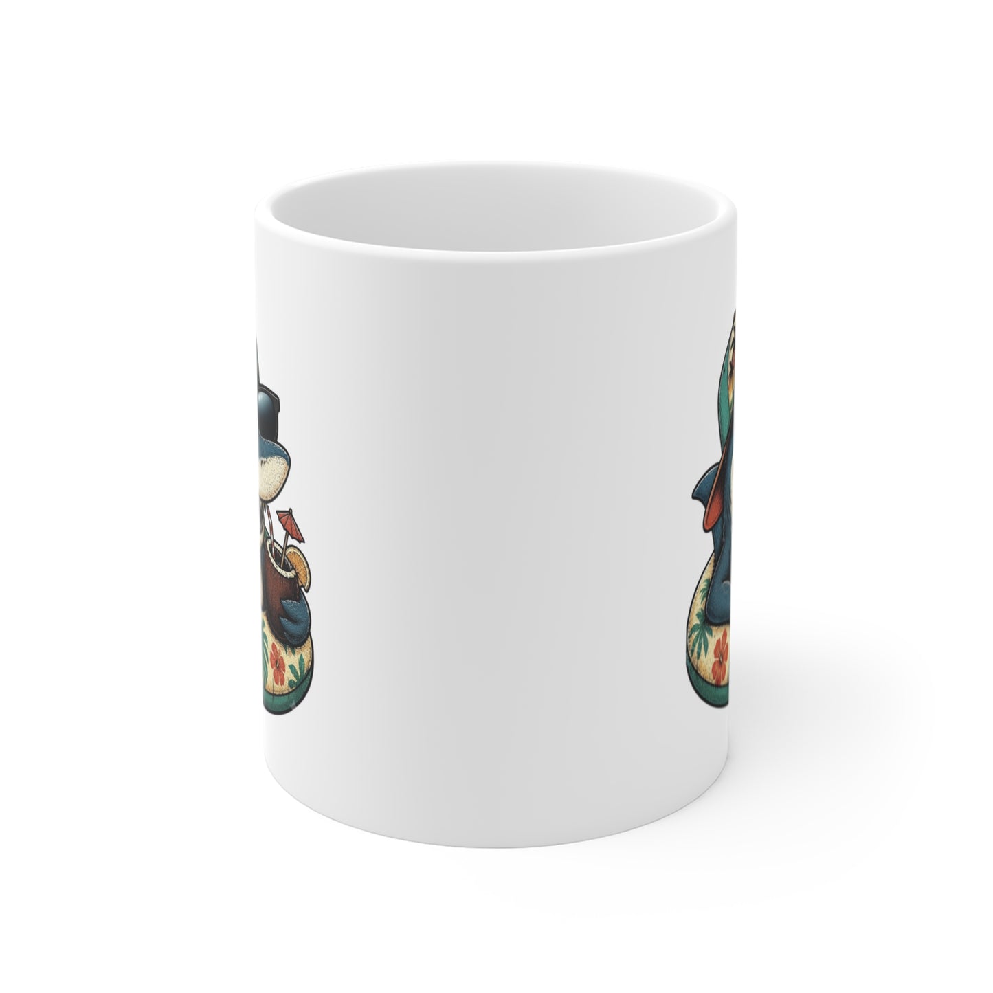 Tasse Requin Tropical – Mug Humour Vacances d'Été Homme Femme – Cadeau Plage Cocktail Soleil 325 ml