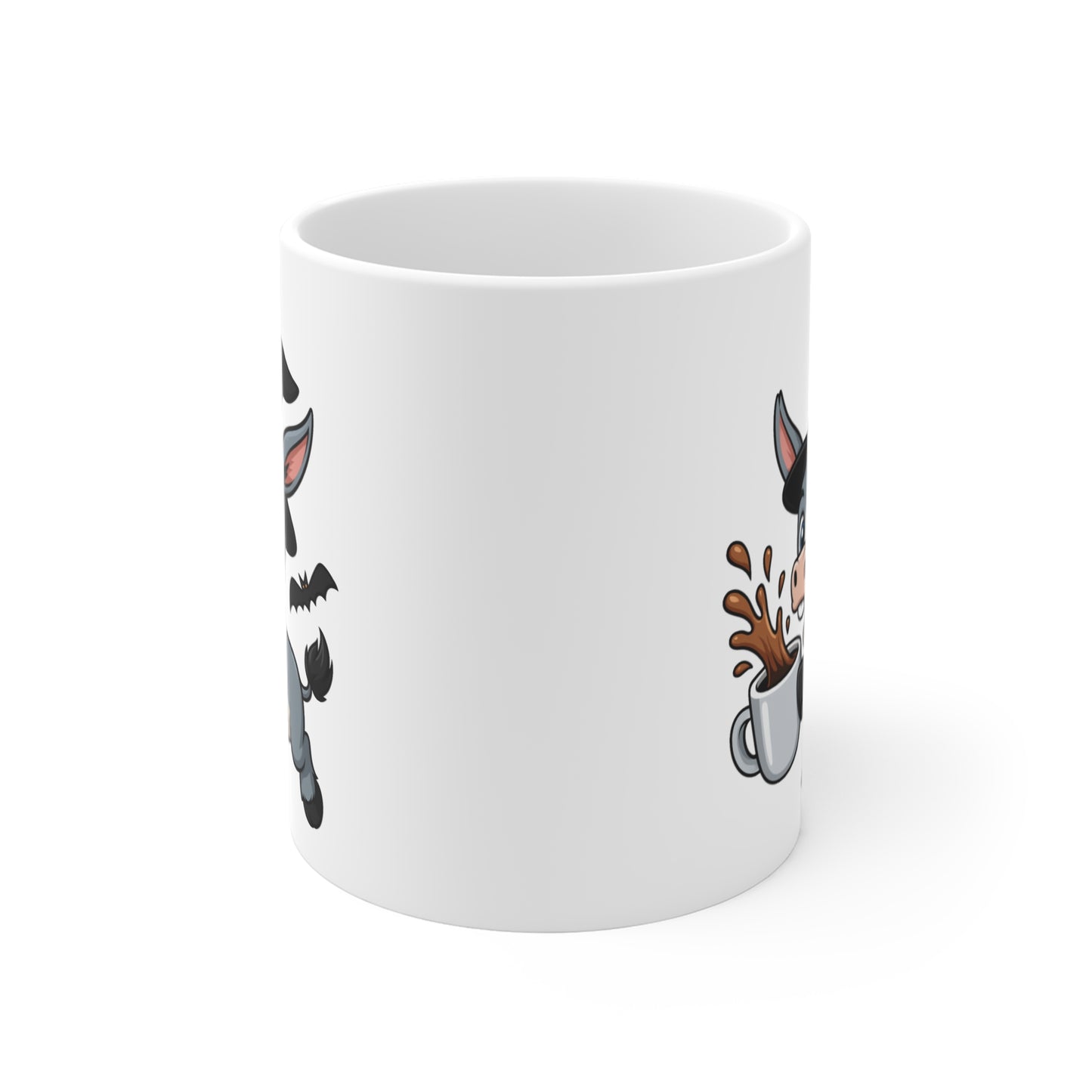 Mug Âne Sorcier Café – Tasse Céramique 325ml – Illustration Animalière Drôle Halloween