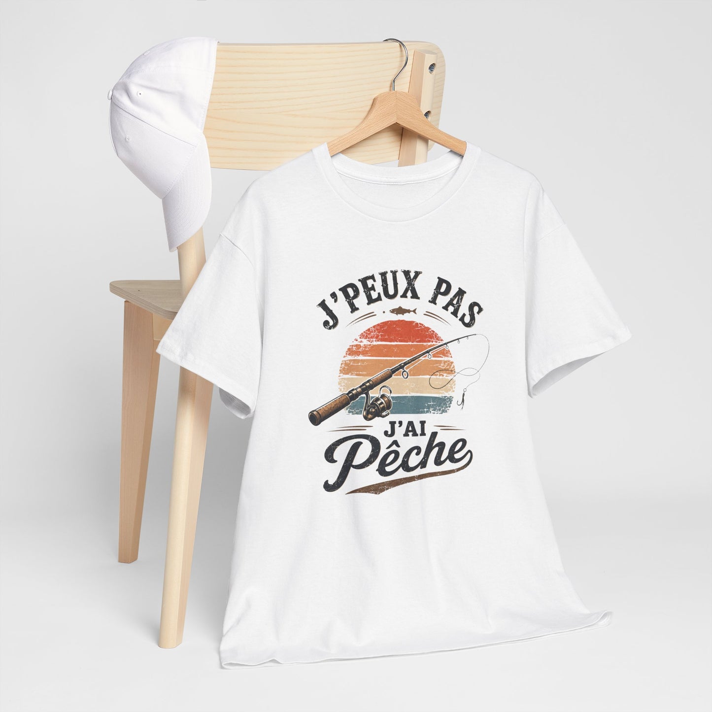 T-Shirt Pêche Humour Homme Femme – J’Peux Pas J’Ai Pêche – Tee Shirt Pêcheur Vintage