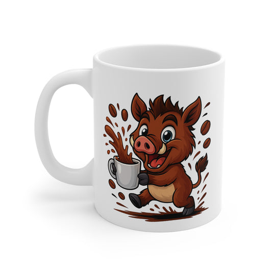 Mug Sanglier Mignon – Tasse Cartoon en Céramique 325ml – Animal de la Forêt et Café