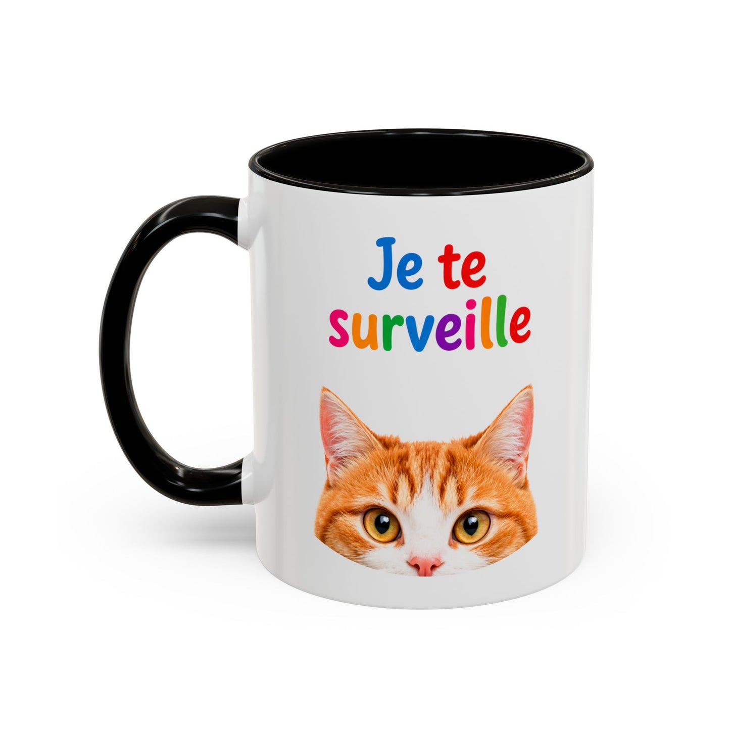 Tasse Chat Je te Surveille 325ml – Mug Céramique Humour Chat Mignon Cadeau Original Animaux