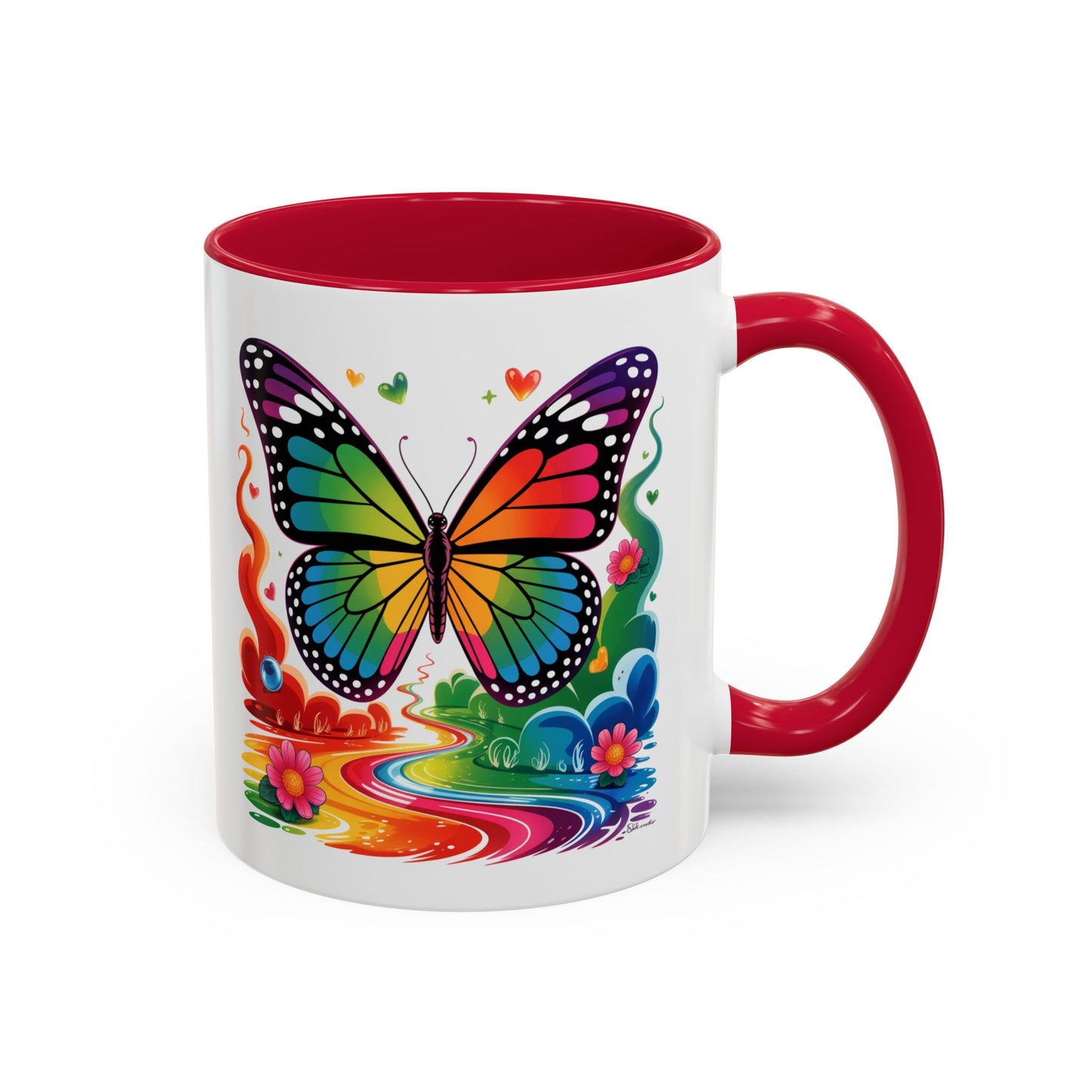 Mug Papillon Multicolore – Tasse Arc-en-Ciel Nature Féérique – Cadeau Artistique et Coloré – Céramique 325ml