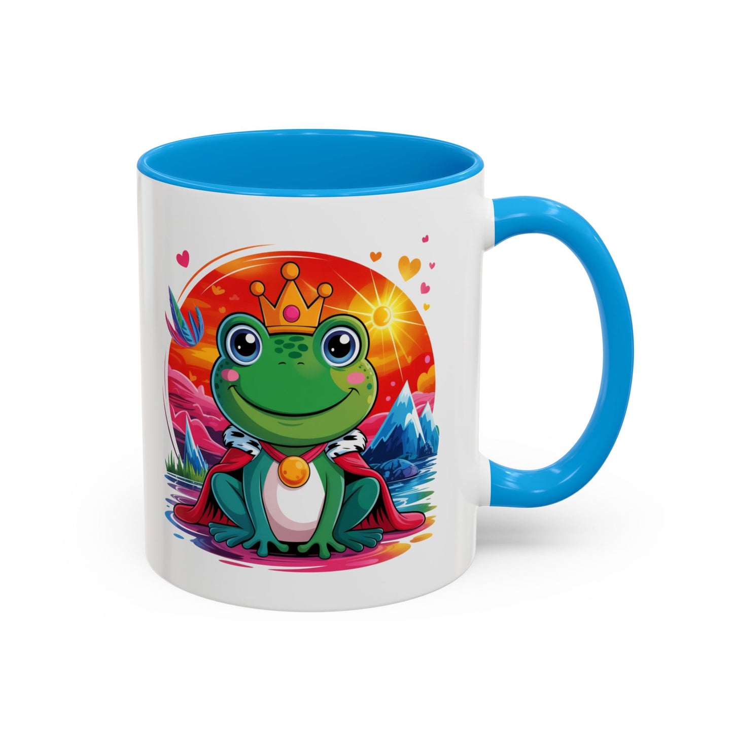 Mug Grenouille Prince Mignon – Tasse Animal Couronne Conte de Fées – Cadeau Original Enfant Adulte – Céramique 325ml Noir Bleu Rouge