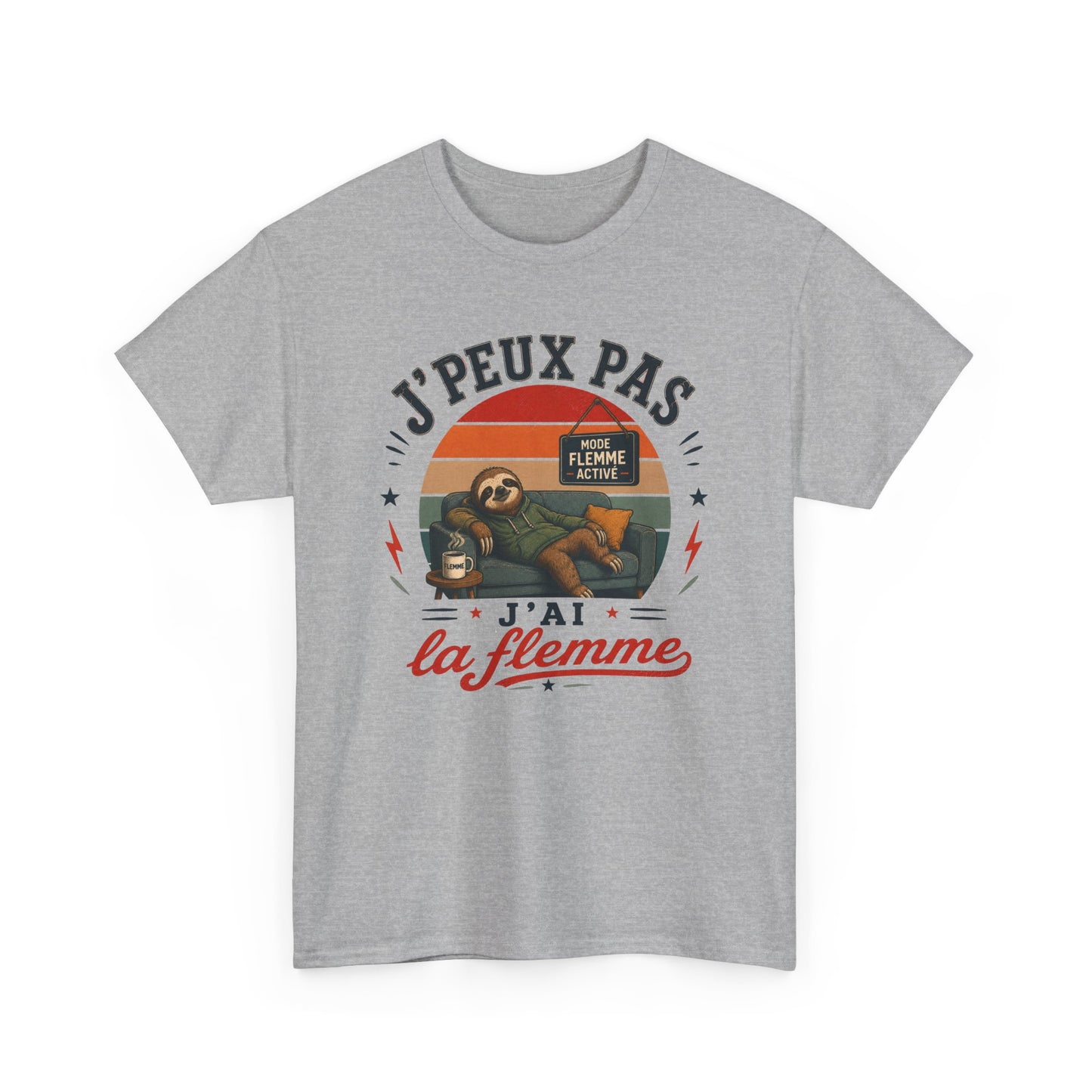 T-Shirt J’Peux Pas J’Ai La Flemme – Tee Shirt Humour Paresseux Vintage – Cadeau Détente Relaxation Repos Fainéant Homme Femme