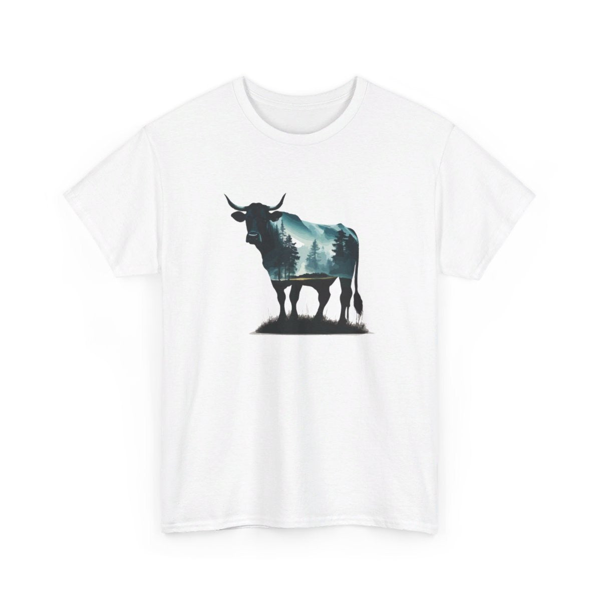 Tee shirt  Taureau Animal Puissant - Design Nature- Idée cadeau t shirt Pour Homme et Femme