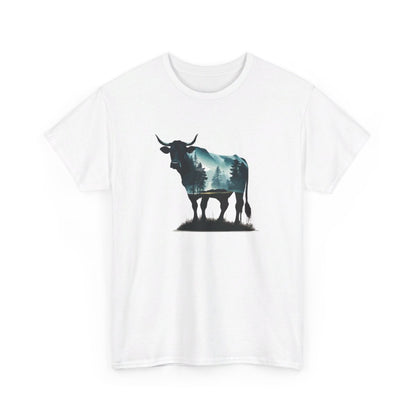 Tee shirt  Taureau Animal Puissant - Design Nature- Idée cadeau t shirt Pour Homme et Femme