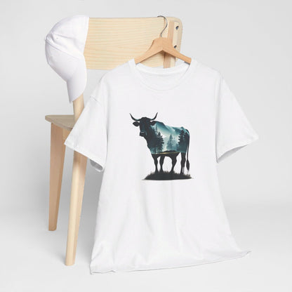 Tee shirt  Taureau Animal Puissant - Design Nature- Idée cadeau t shirt Pour Homme et Femme