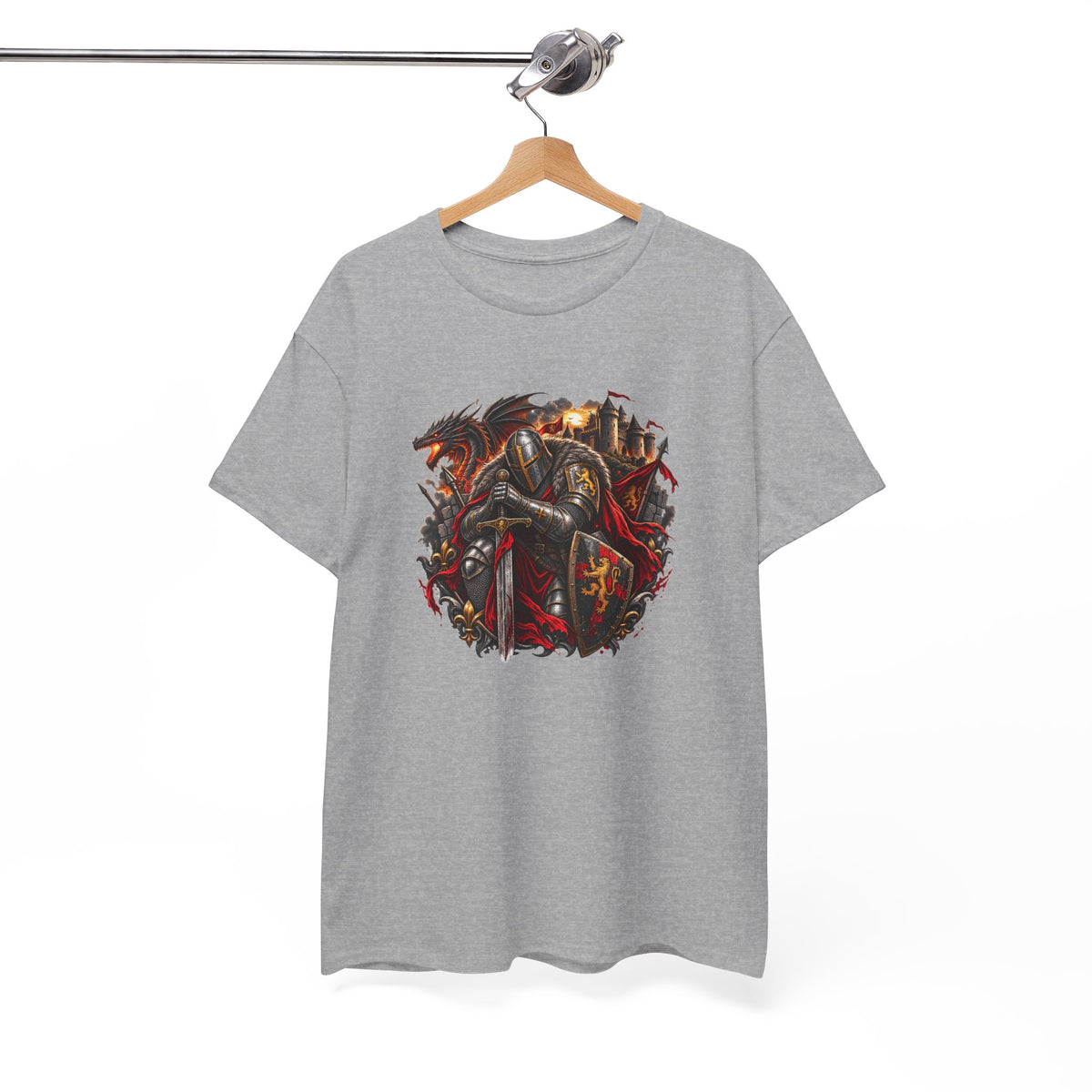 Tee Shirt Chevalier Médiéval Homme et Femme – Dragon Château Épée – T-Shirt Moyen Âge Guerrier Cadeau Original