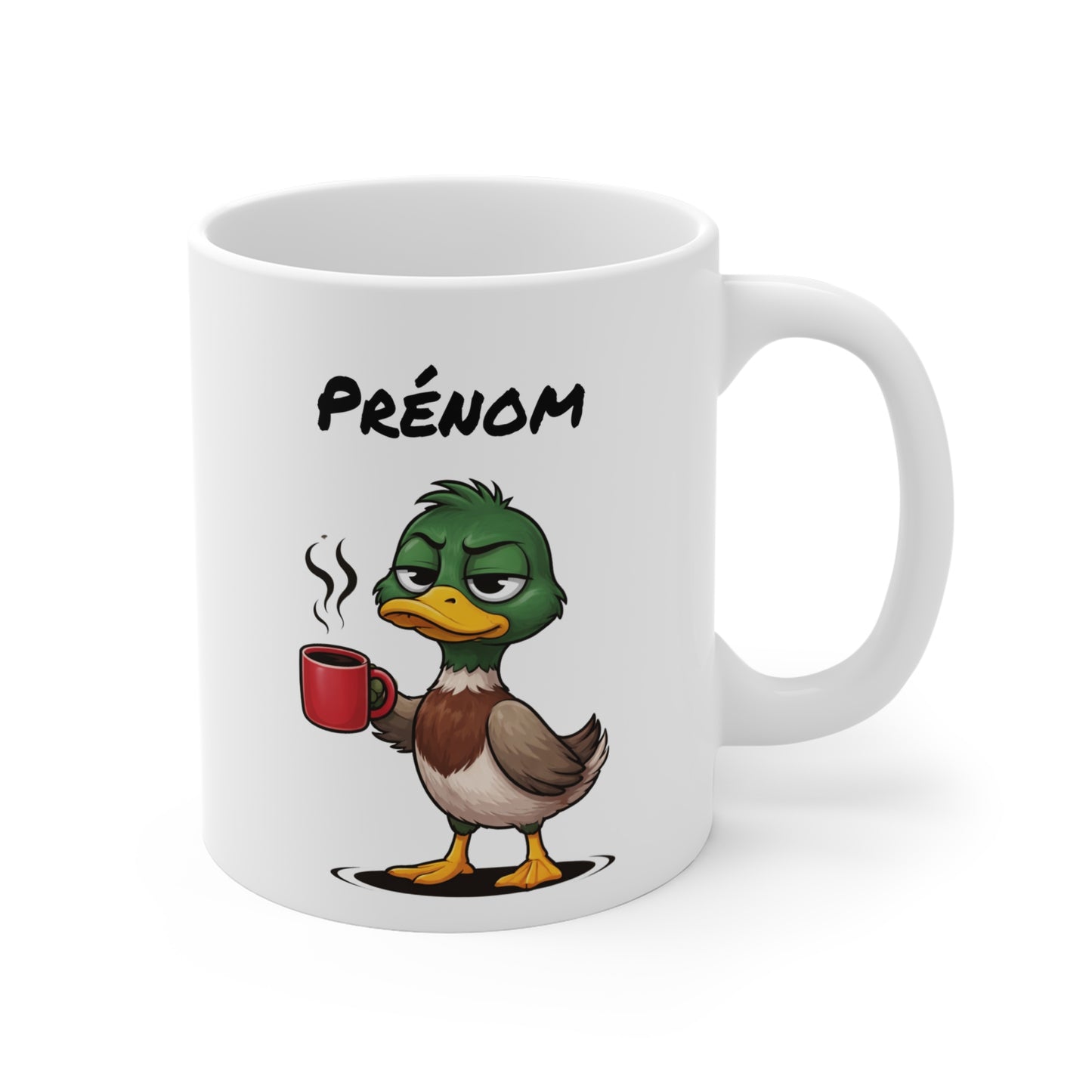 Mug Canard Fatigué Personnalisable 325ml – Tasse Café Humoristique Prénom Cadeau Original