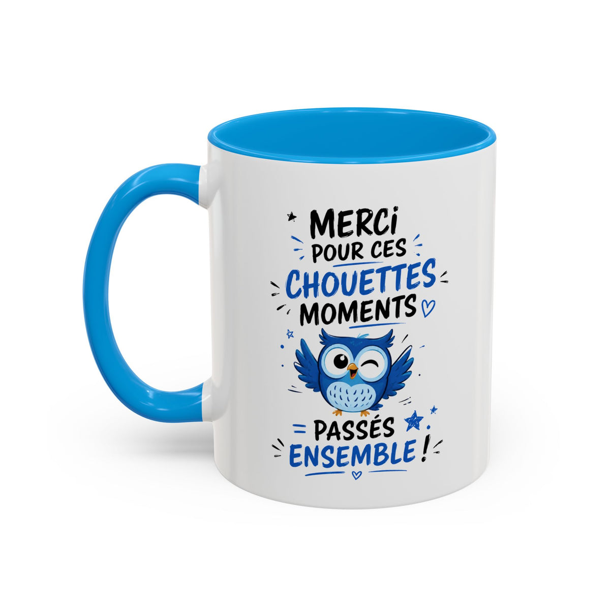 Mug Merci pour Ces Chouettes Moments – Tasse Remerciement avec Chouette – Cadeau Original Souvenir Noir Bleu Rouge
