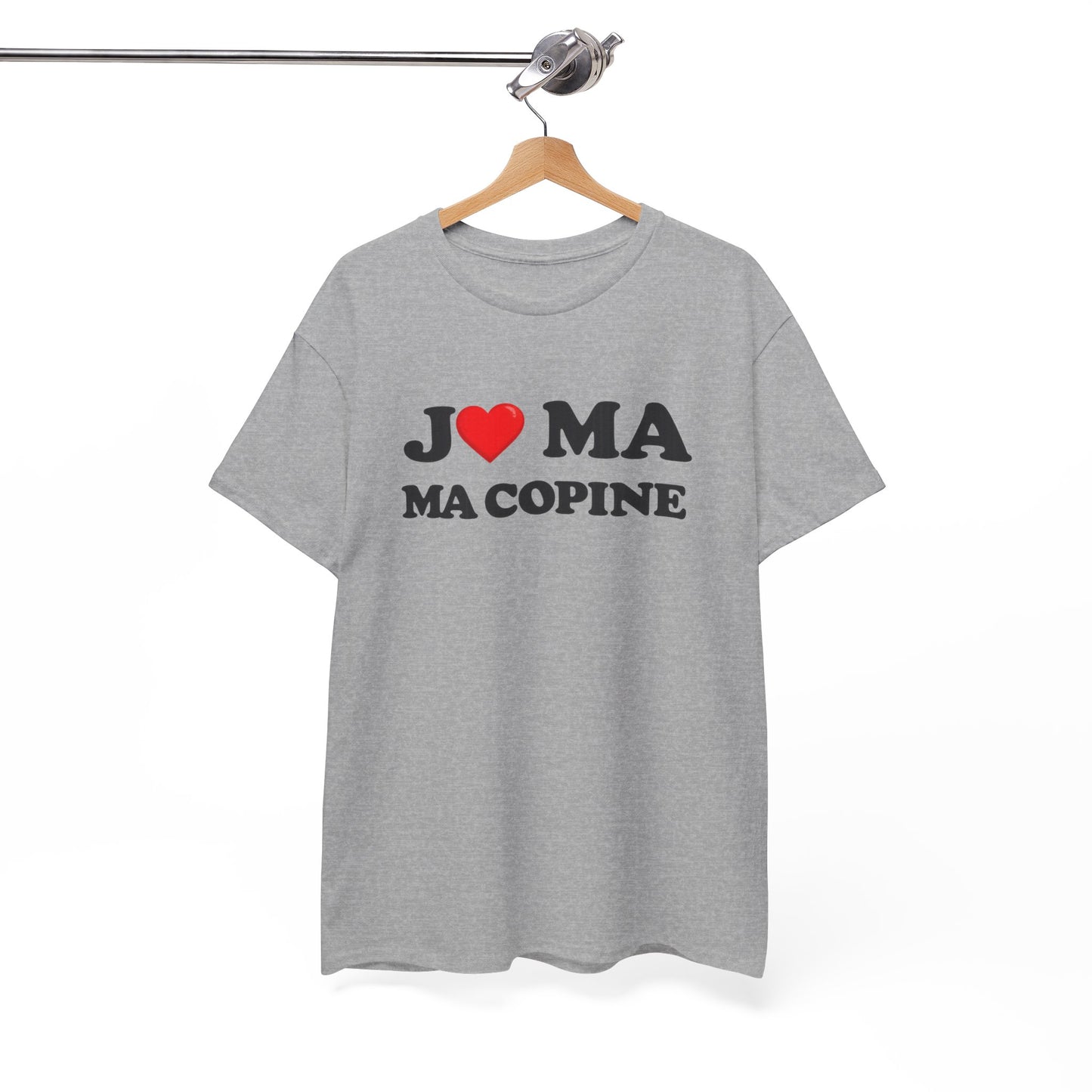 Tee Shirt J’aime ma copine – Message amour couple – Cadeau romantique Blanc Gris Noir
