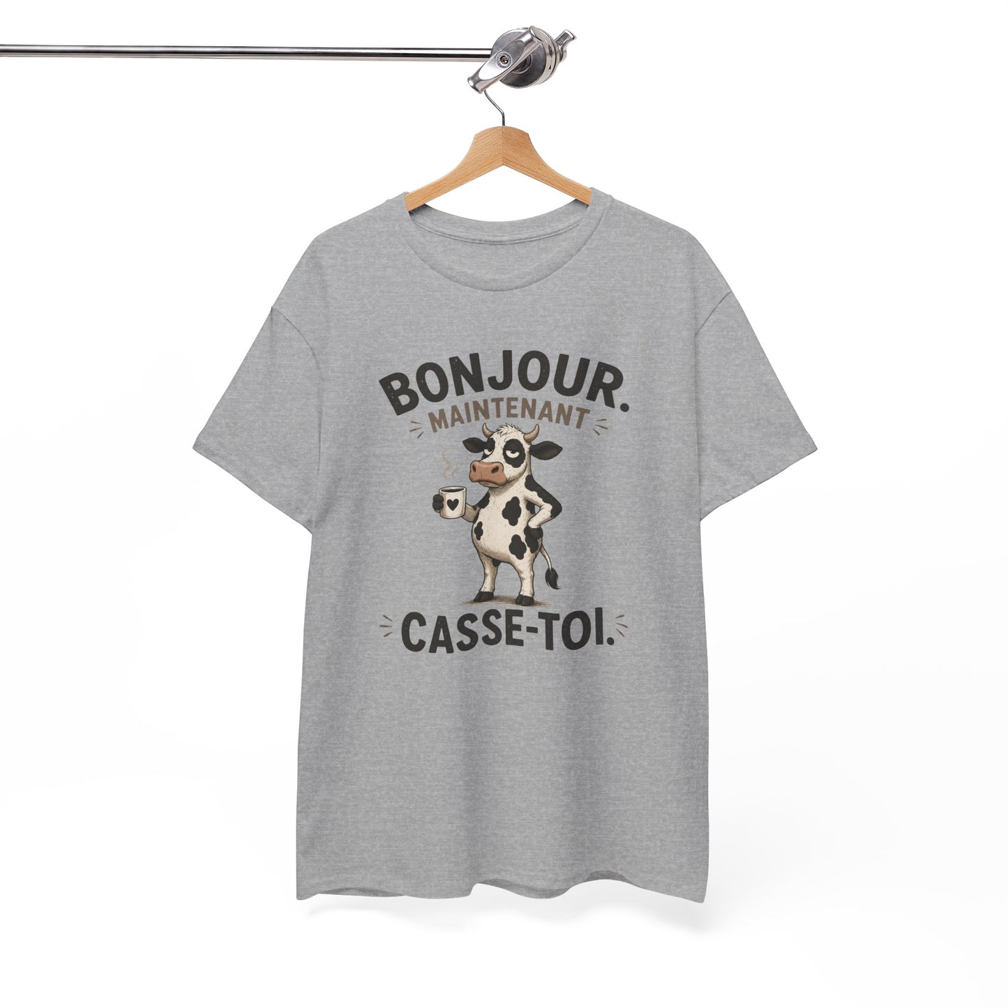 T-Shirt Humour Homme et Femme – Vache Drôle Café – Humour Sarcastique Mauvaise Humeur – Cadeau Original