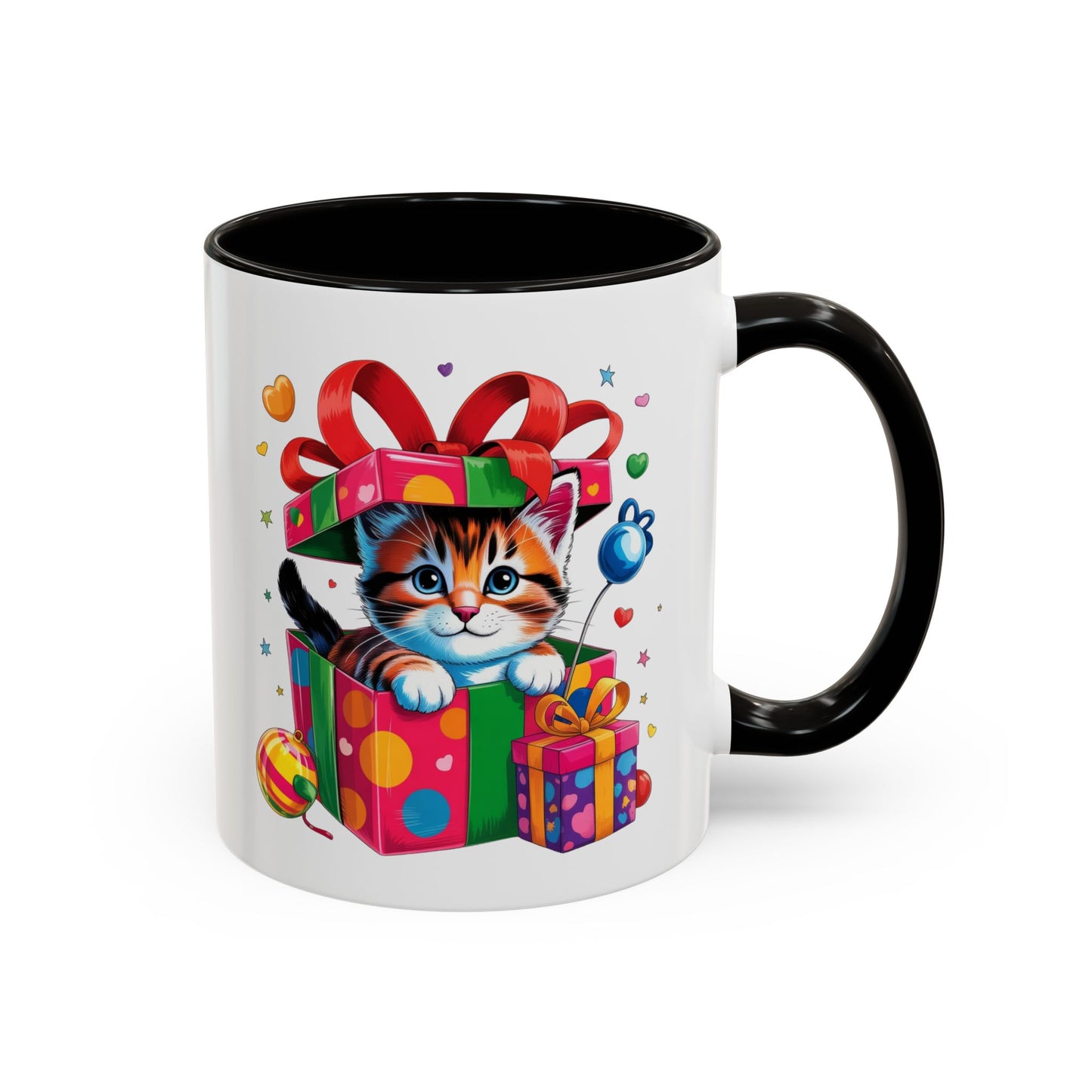 Mug Chaton dans Boîte Cadeau – Tasse Chat Mignon avec Ruban et Cadeaux – Idée Cadeau 325ml