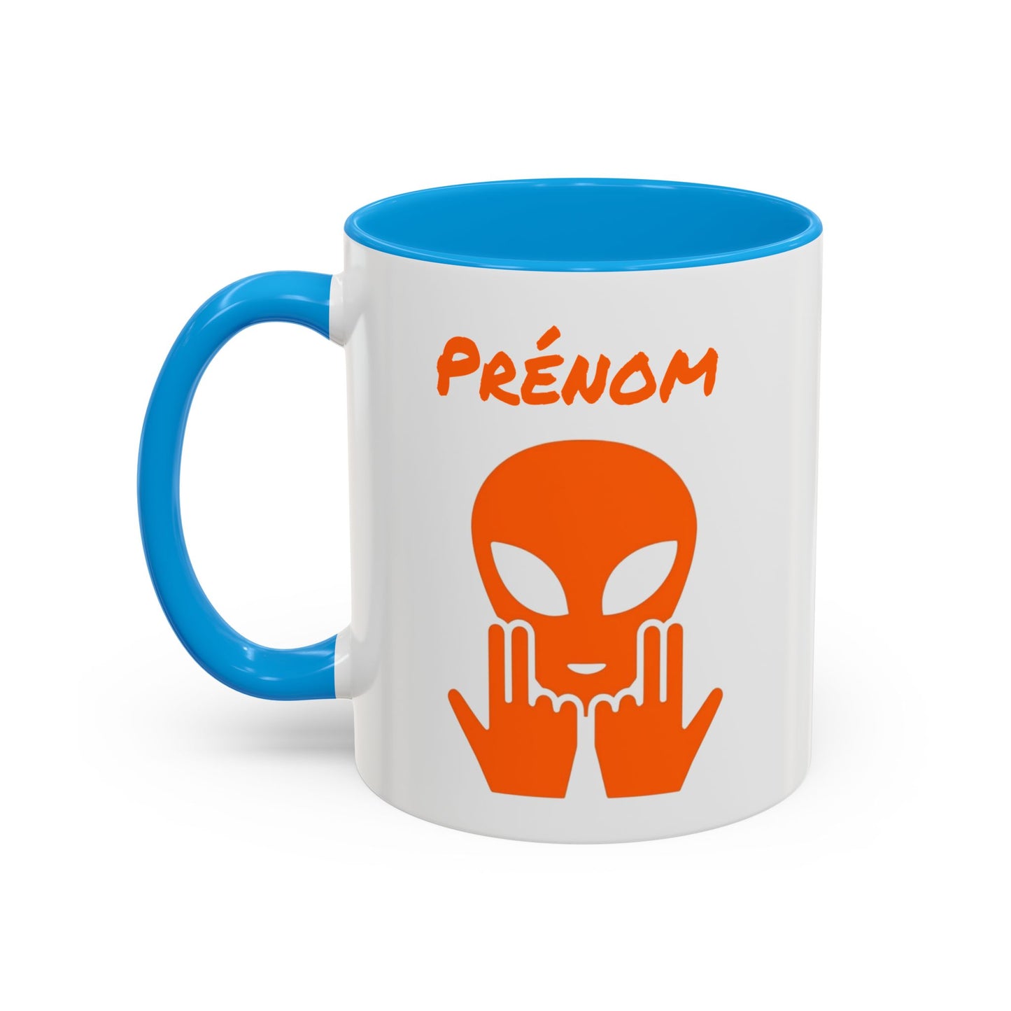 Mug Alien Personnalisé avec Prénom Tasse Humour Orange OVNI Signe Jul Cadeau Drôle et Original  Noir Bleu Rouge