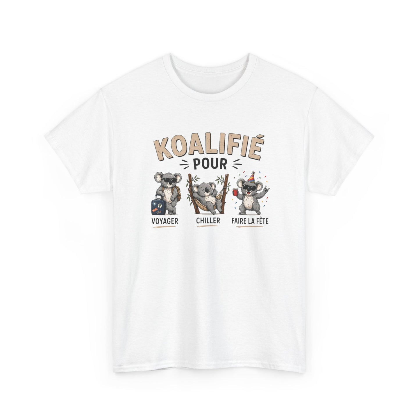 T-Shirt Koalifié Pour Voyager Chiller Faire La Fête – Tee Shirt Humour Vacances Koala Cool – Cadeau Original Homme Femme Été