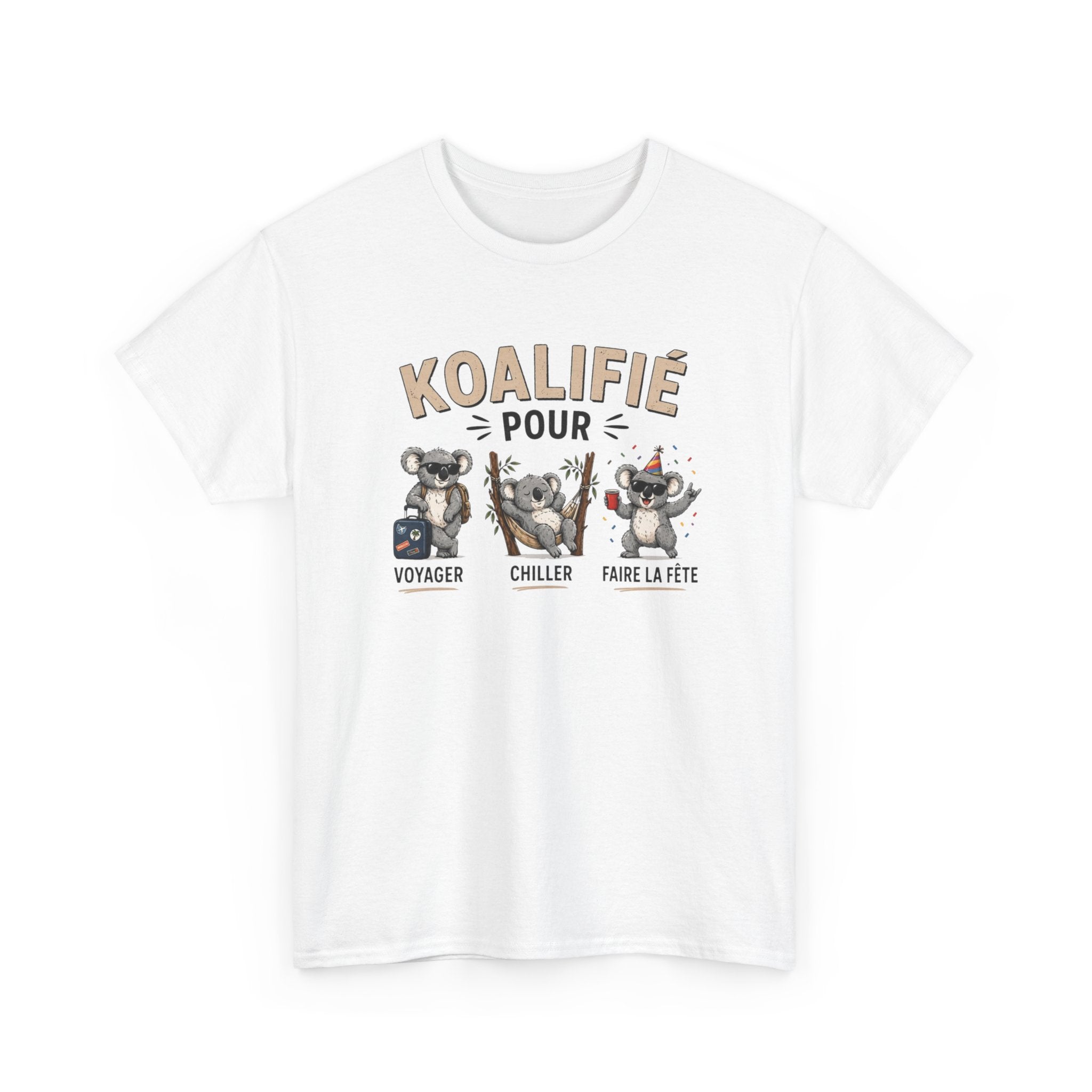 T-Shirt Koalifié Pour Voyager Chiller Faire La Fête – Tee Shirt Humour Vacances Koala Cool – Cadeau Original Homme Femme Été
