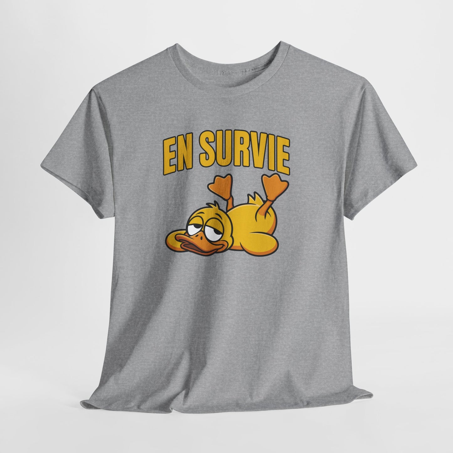 T-Shirt Humour En Survie – Tee Shirt Drôle Canard Fatigué Mode Survie Travail Fatigue Citation Fun Sarcastique Cadeau Homme Femme