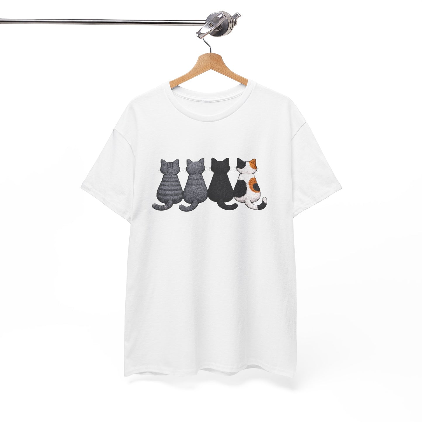 T-Shirt Chats Assis de Dos Minimaliste Amoureux des Chats Cadeau Femme