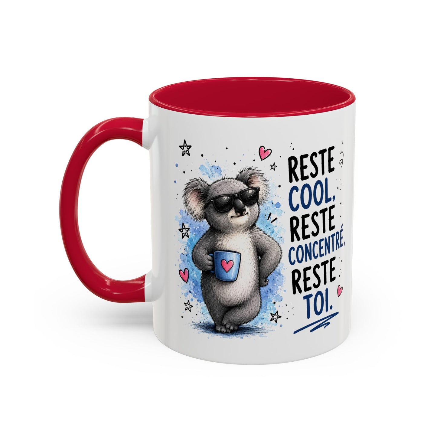 Tasse Koala Drôle Homme Femme – Mug Reste cool reste concentré reste toi – Cadeau Humour Positif 325 ml