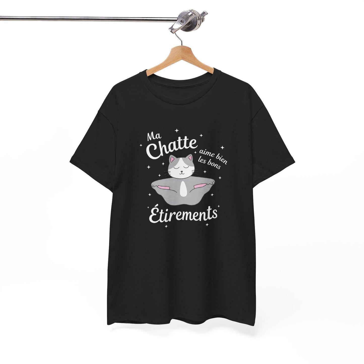 Tee-Shirt Chat Humour Femme – Félin Yoga Étirements – Cadeau Original Drôle pour Amoureuse des Chats