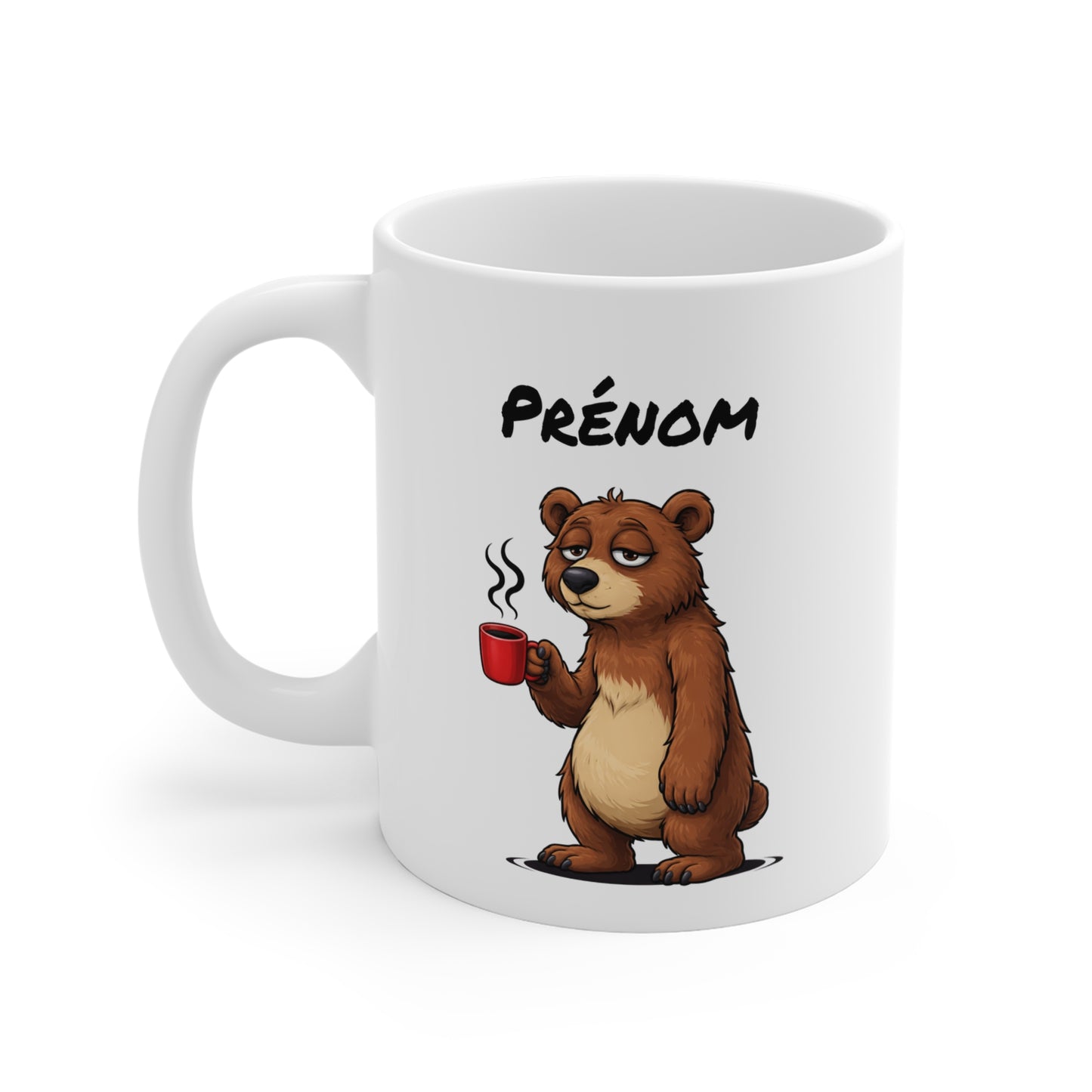 Tasse Ours Fatigué avec Café – Mug Animal Mignon et Humour – Illustration Cartoon 325ml – Idée Cadeau Originale