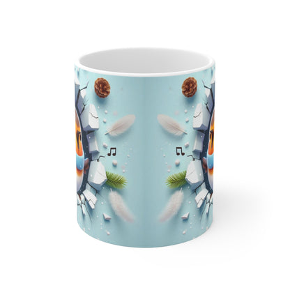 Tasse Rouge-Gorge Hiver Chantant – Mug Céramique 325ml – Cadeau Oiseau Noël Nature Festive