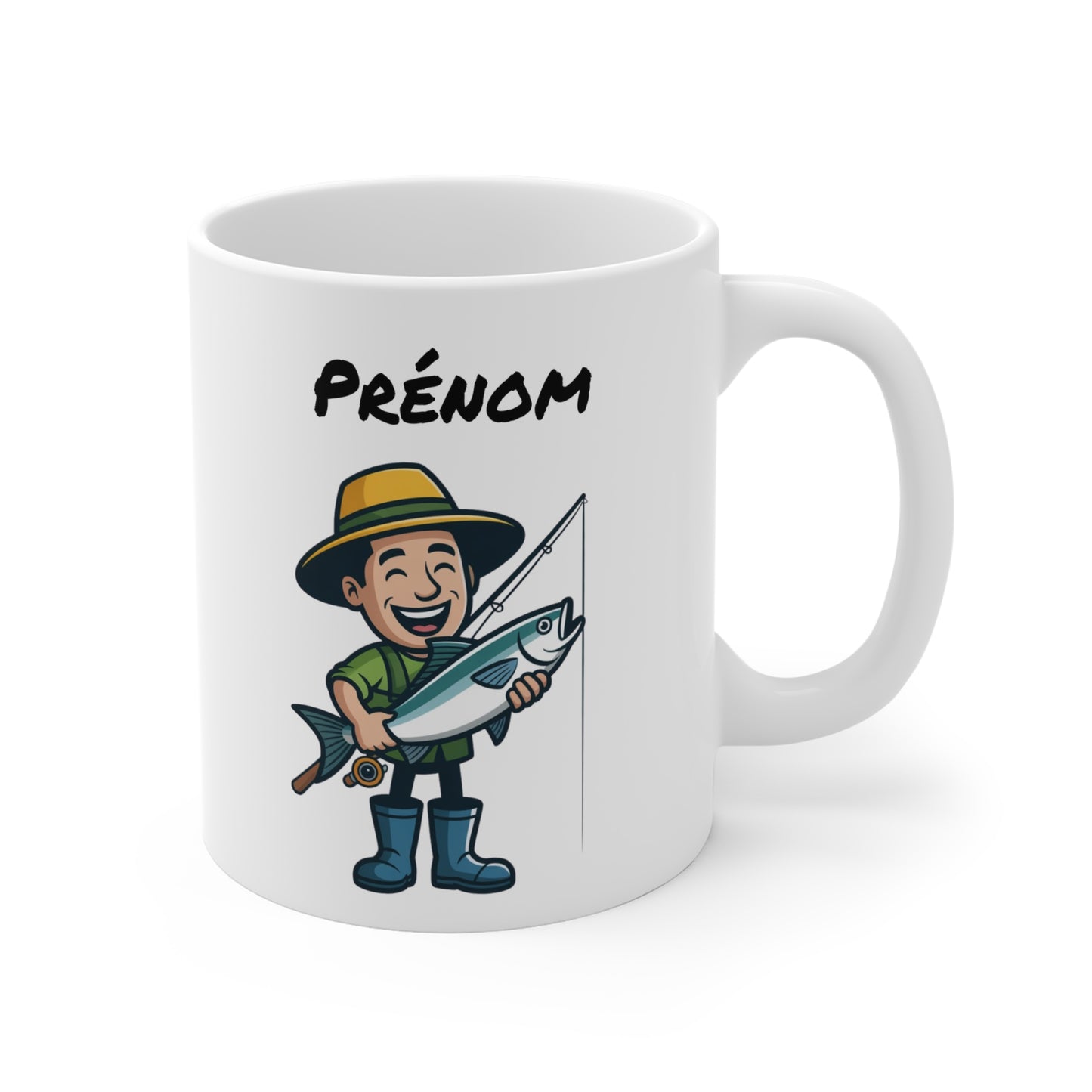 Mug Personnalisable Pêcheur Heureux – Tasse Pêche avec Poisson – Cadeau Original pour Amateur de Pêche