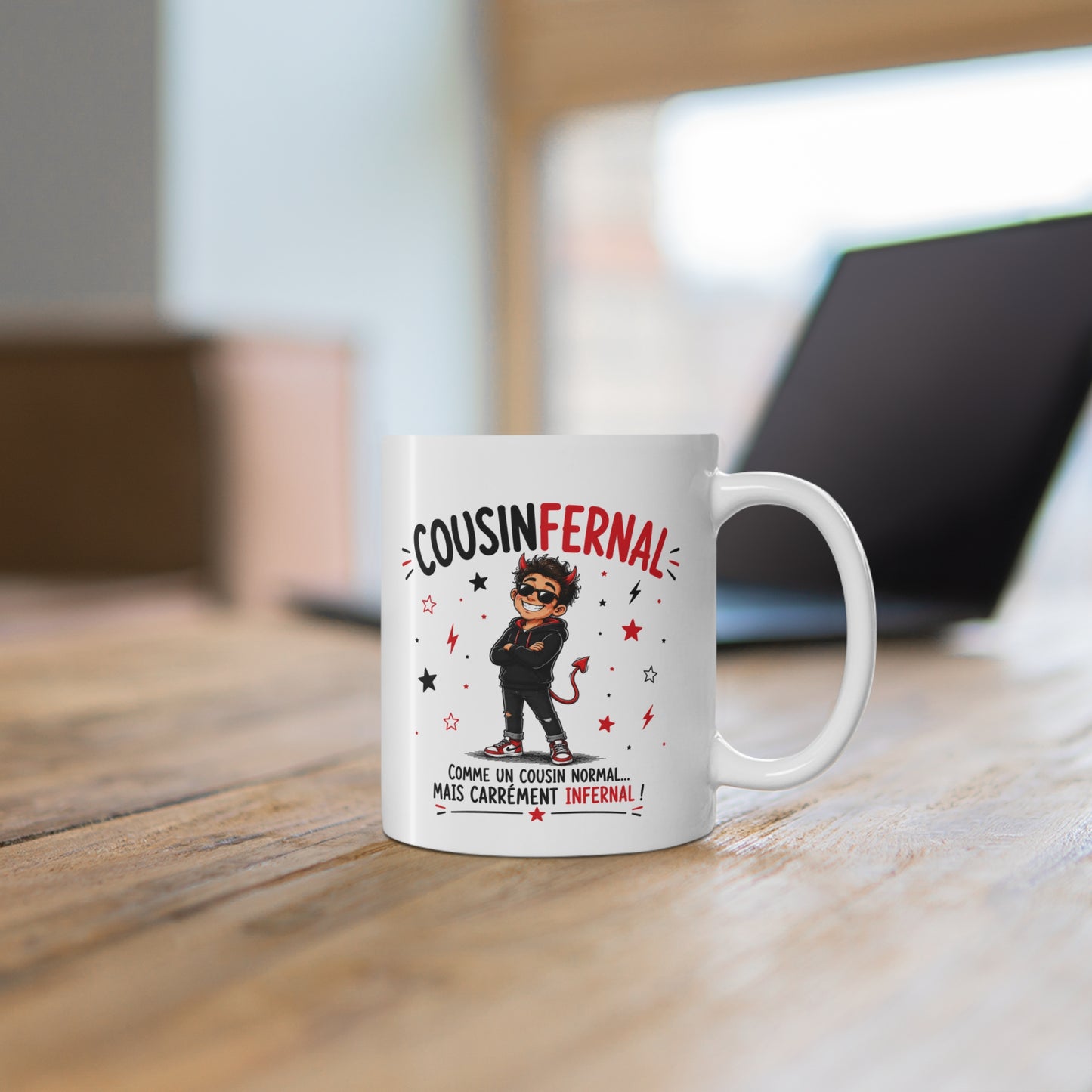 Mug Cousin Infernal – Tasse Humoristique Cousin – Idée Cadeau Originale et Drôle pour Cousin – Anniversaire Noël Famille