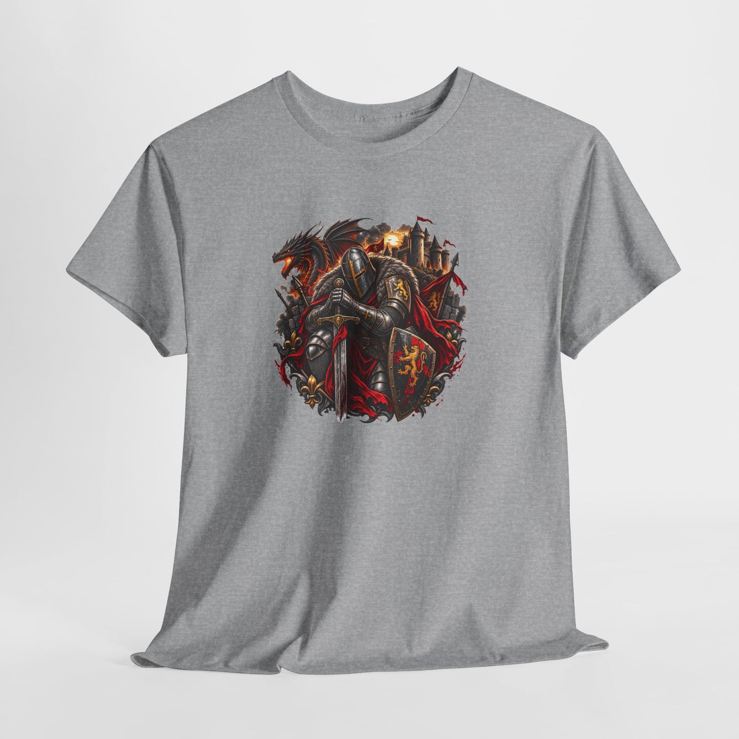 Tee Shirt Chevalier Médiéval Homme et Femme – Dragon Château Épée – T-Shirt Moyen Âge Guerrier Cadeau Original