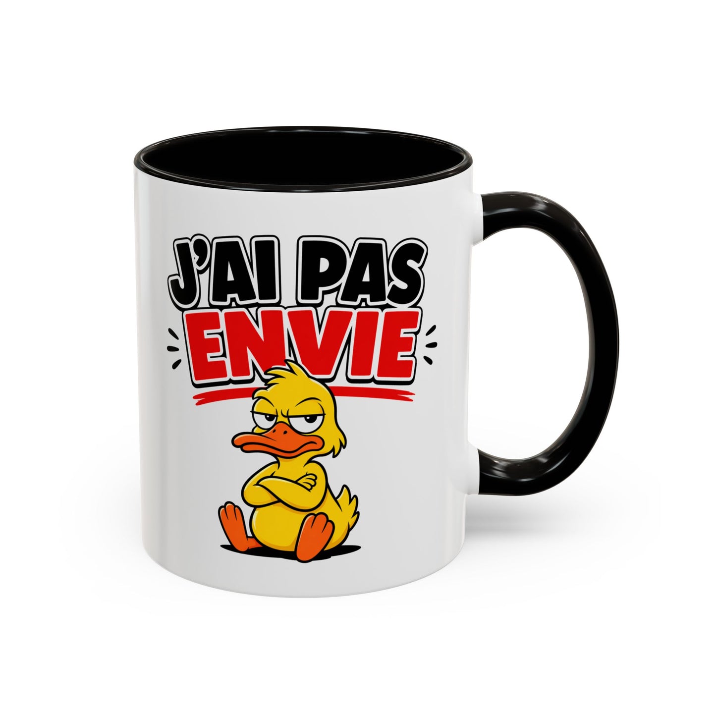 Mug Drôle J’ai Pas Envie – Tasse Humoristique avec Canard Boudeur – Cadeau Humour Bureau Travail Café 325ml