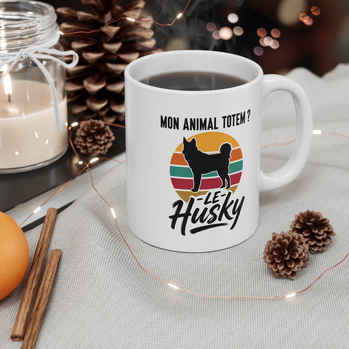 Mug Husky Homme et Femme – Tasse Chien pour Maître et Maîtresse – Cadeau Amoureux du Husky – Idée Cadeau Propriétaire et Passionné de Chiens – 325 ml