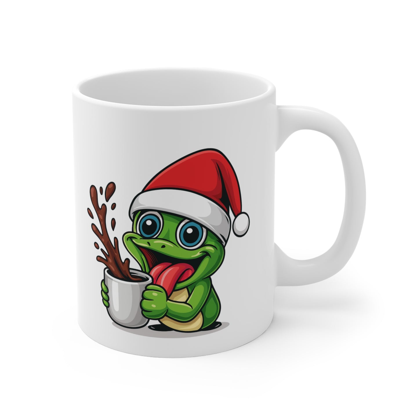 Mug Grenouille Noël 325ml – Tasse Céramique Mignonne avec Bonnet Rouge – Cadeau Fêtes Original