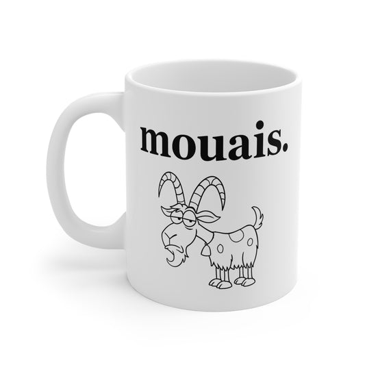 Tasse Humour Mouais – Mug Chèvre Drôle Minimaliste – Cadeau Original 325ml