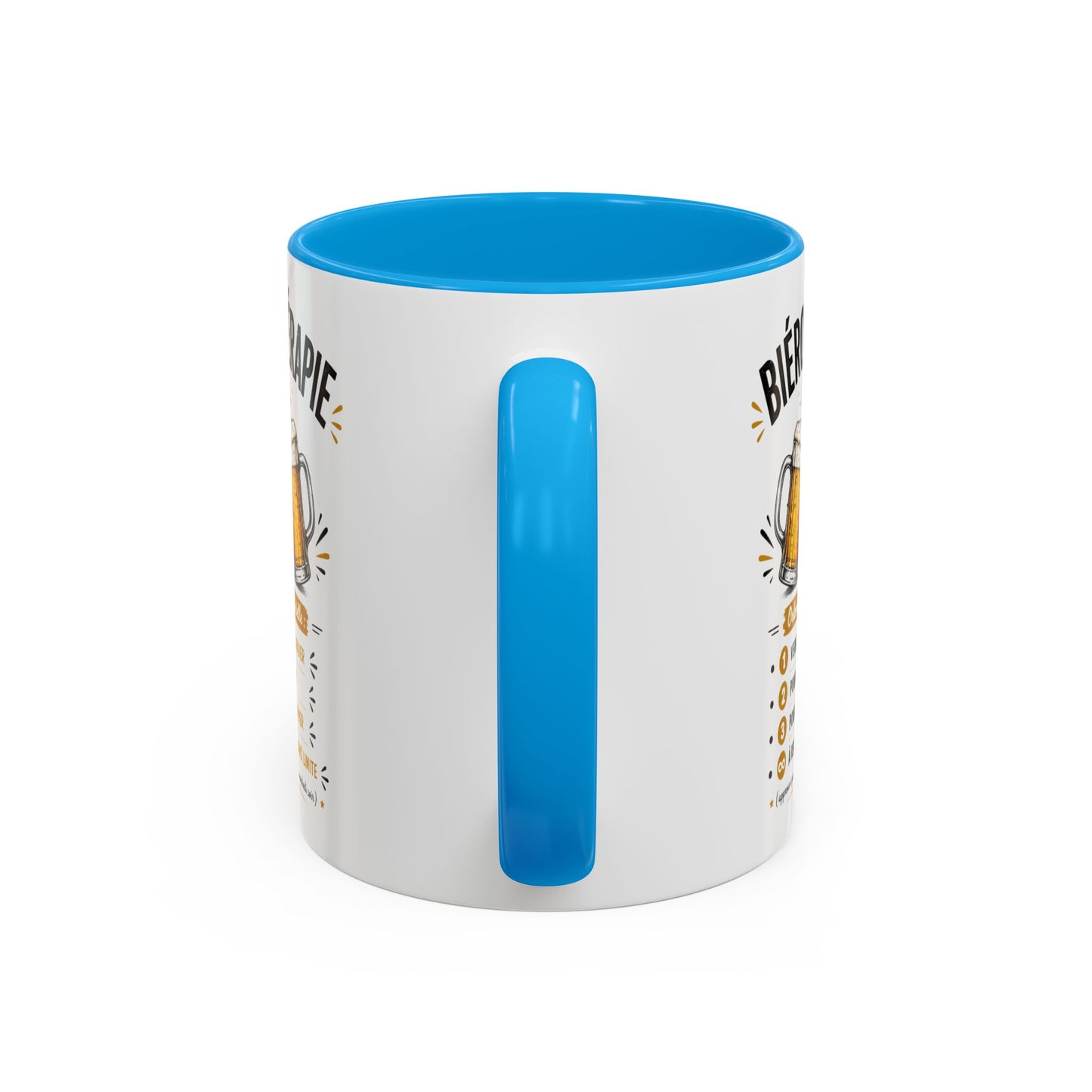 Mug Bièreothérapie Drôle – Tasse Humour Bière et Apéro – Cadeau Original Amateur de Bière – Céramique 325ml Noir Bleu Rouge
