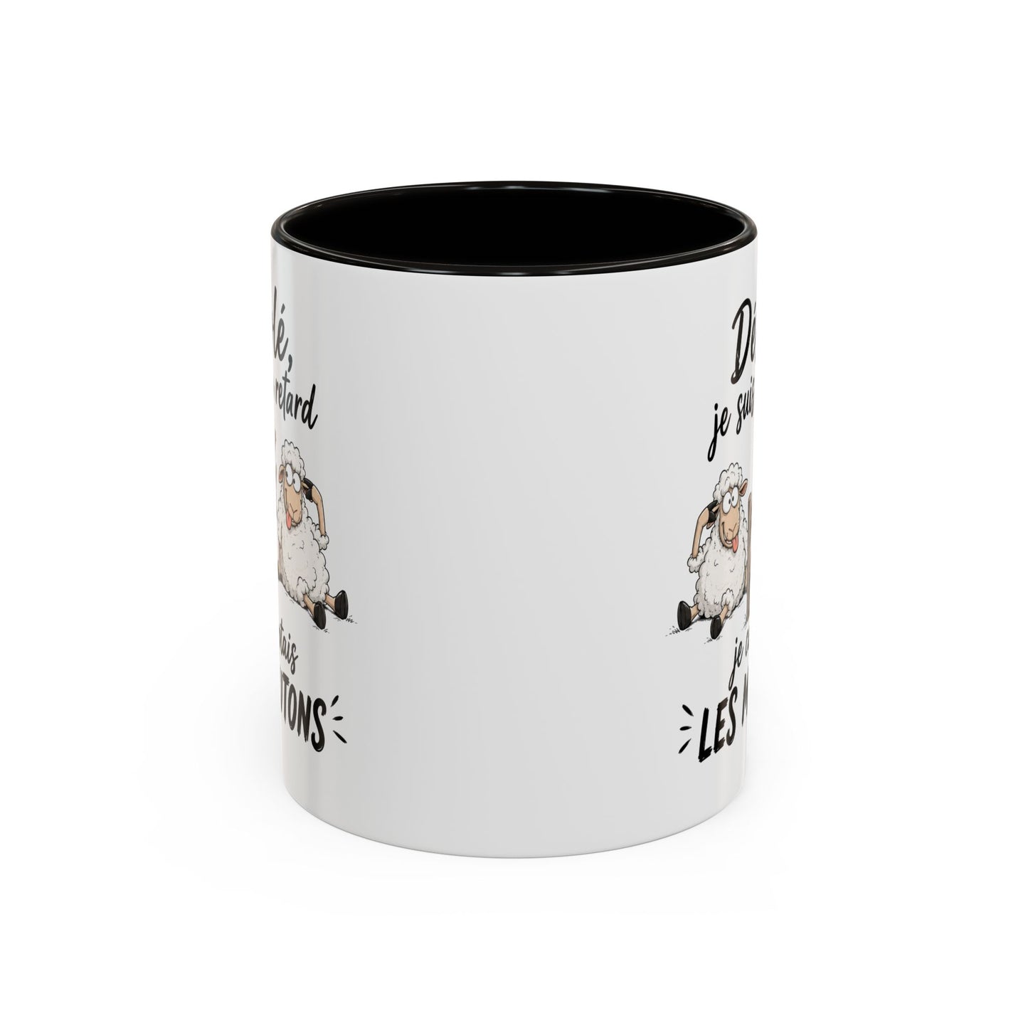 Tasse Humour Moutons – Désolé Je Suis en Retard Je Comptais les Moutons – Mug Rigolo et Original 325ml