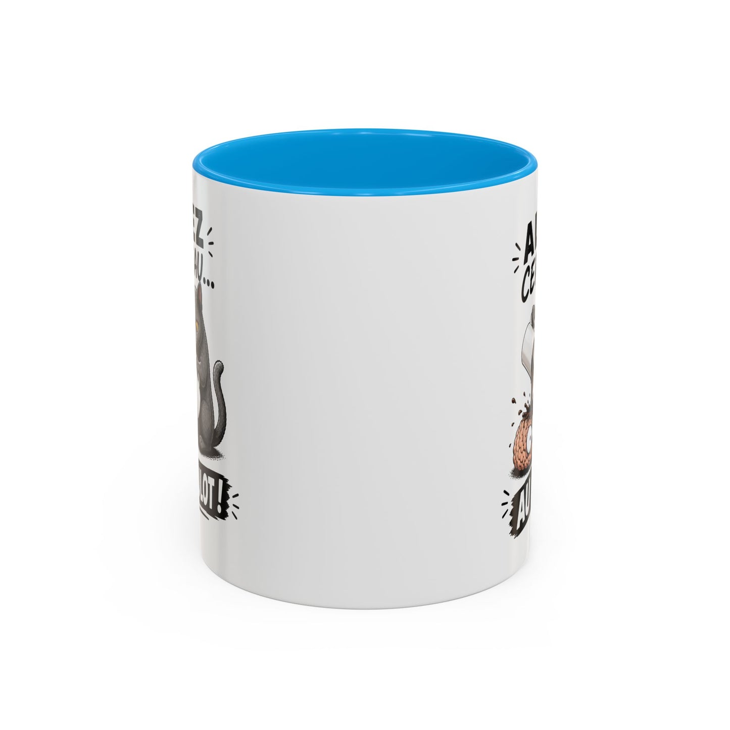 Mug Allez Cerveau Au Boulot – Tasse Humour Chat et Café – Cadeau Drôle Homme et Femme