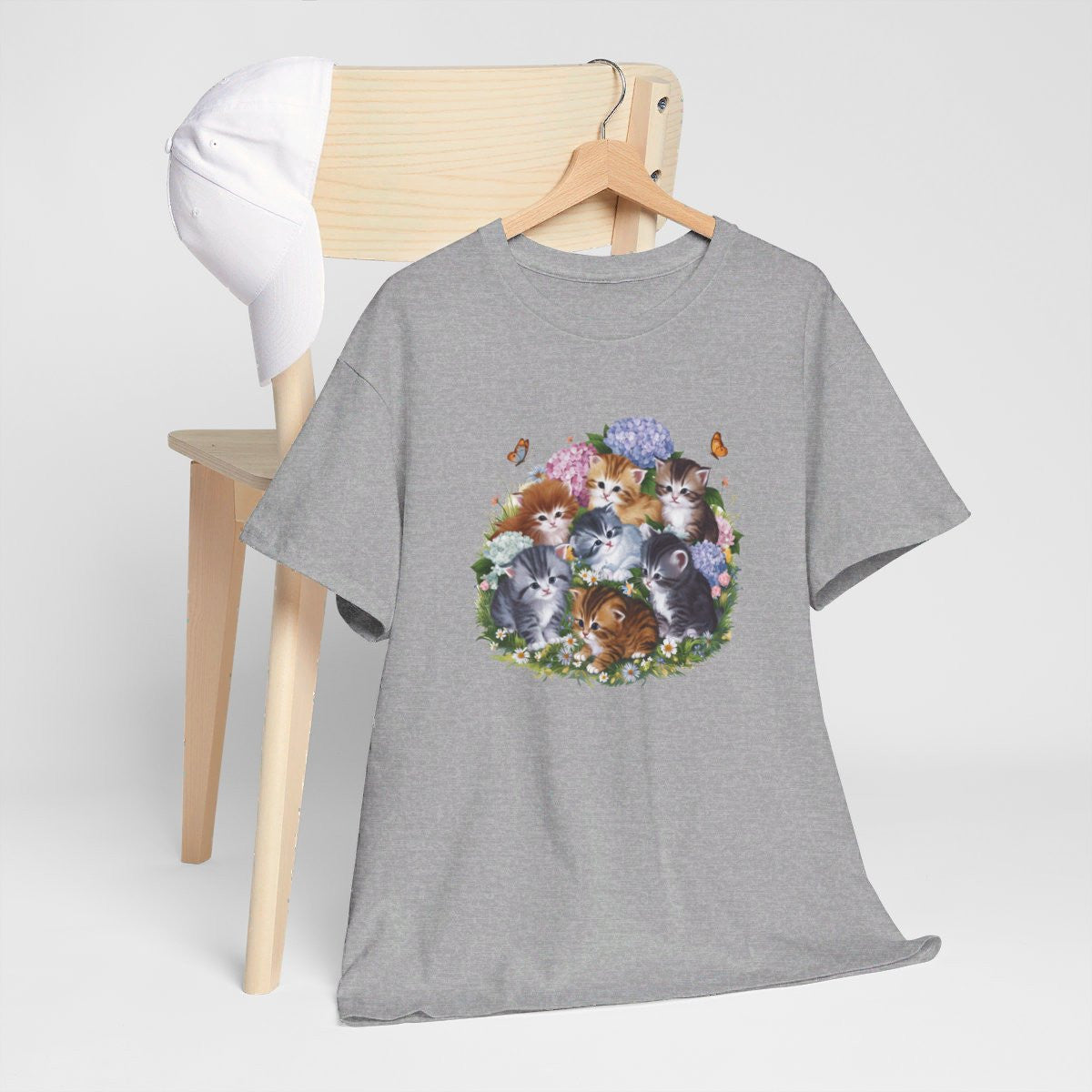 T shirt Chaton design fleur pour homme et femme