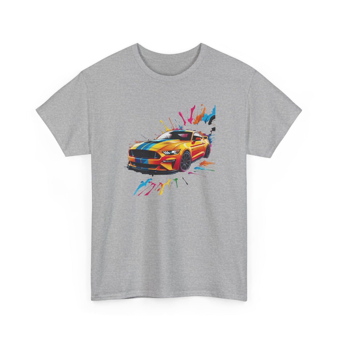 T-Shirt Voiture Sport Colorée – Tee Shirt Muscle Car Street Art – Cadeau Passion Auto Noir Blanc Gris