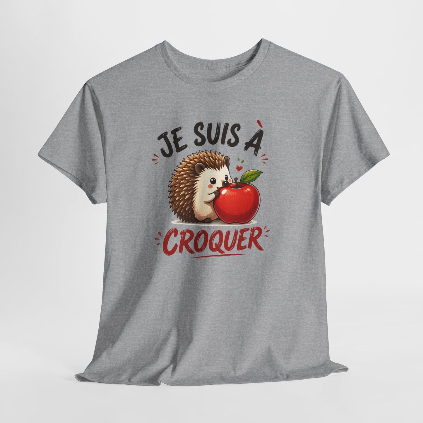 Tee Shirt Je Suis À Croquer – T-Shirt Hérisson Mignon avec Pomme – Cadeau Humour Animal Homme Femme