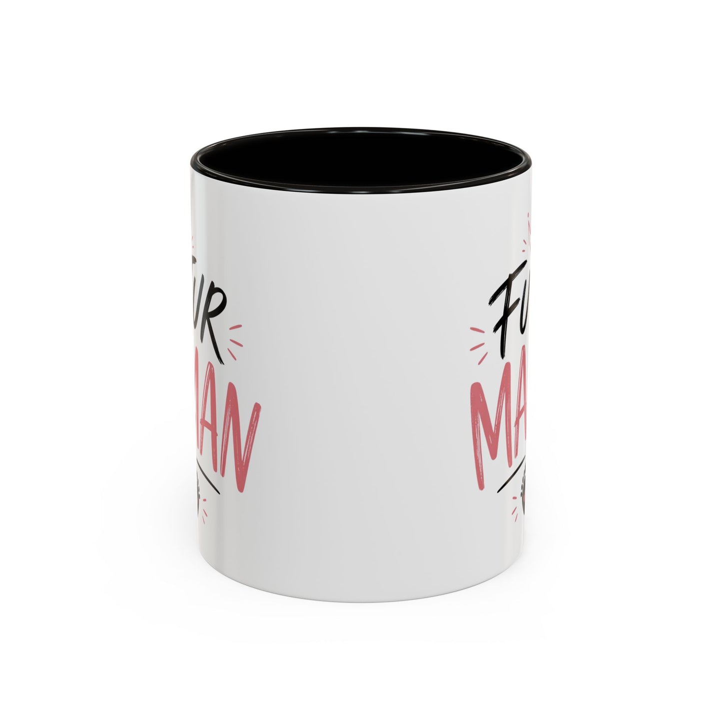 Mug Future Maman – Tasse Grossesse Rose avec Couronne et Cœurs – Cadeau Future Mère Baby Shower – Céramique 325ml Noir Bleu Rouge