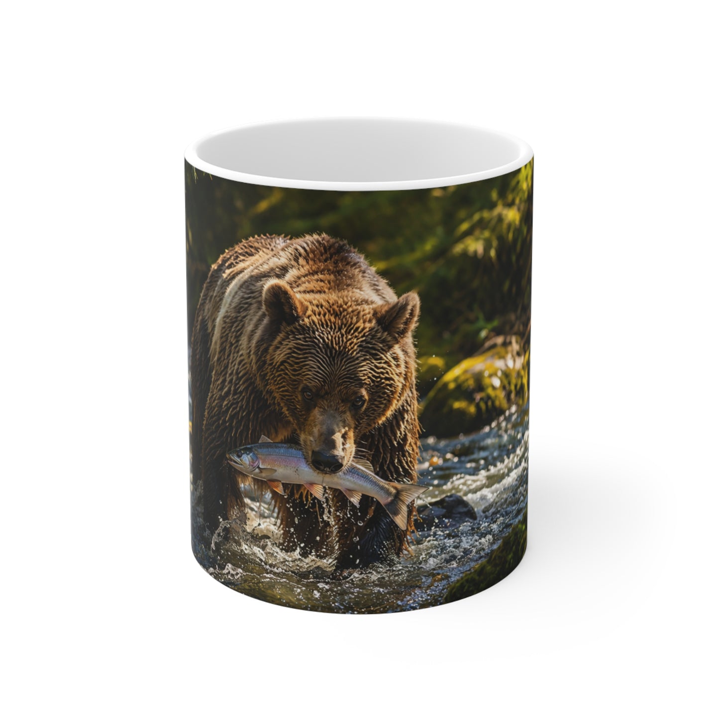 Tasse Ours Pêcheur – Mug Nature Sauvage – Cadeau Animaux Forêt Homme Femme Enfant 325ml