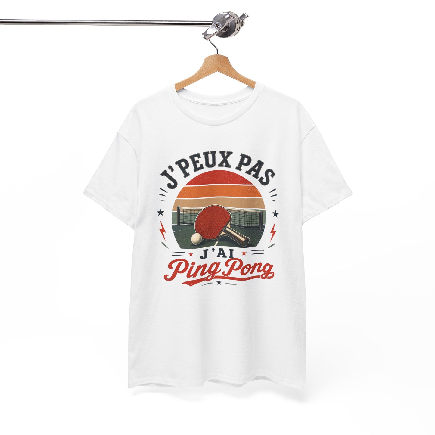 T-Shirt Ping Pong Homme Femme – J’Peux Pas J’Ai Ping Pong – Tee Shirt Tennis de Table Vintage Pongiste Raquette Balle Club Sport Cadeau Passion Tennis de Table