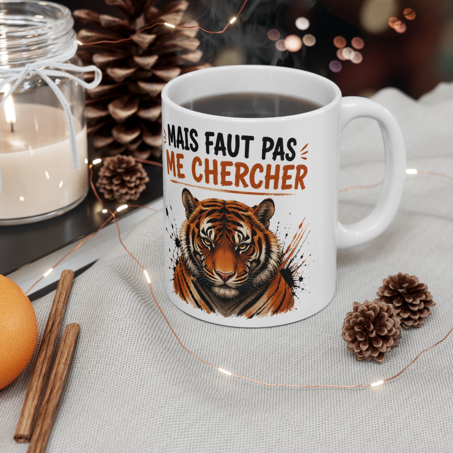 Tasse Je Suis Doux Comme Un Agneau Mais Faut Pas Me Chercher – Mug Humour Tigre Agneau – Cadeau Original Drôle 325ml