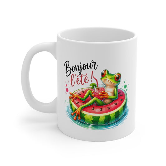 Tasse Grenouille Été – Mug Humour Vacances Piscine Cocktail – Cadeau Amoureux de l'Été 325 ml